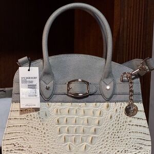Elegant Gray and Cream Women's Brahim Handbag.